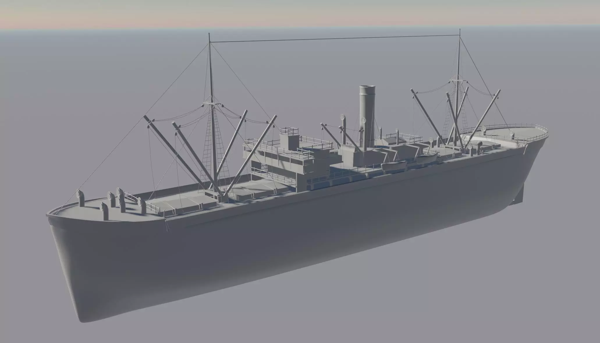 1900s Cargo Ship Free 3D model