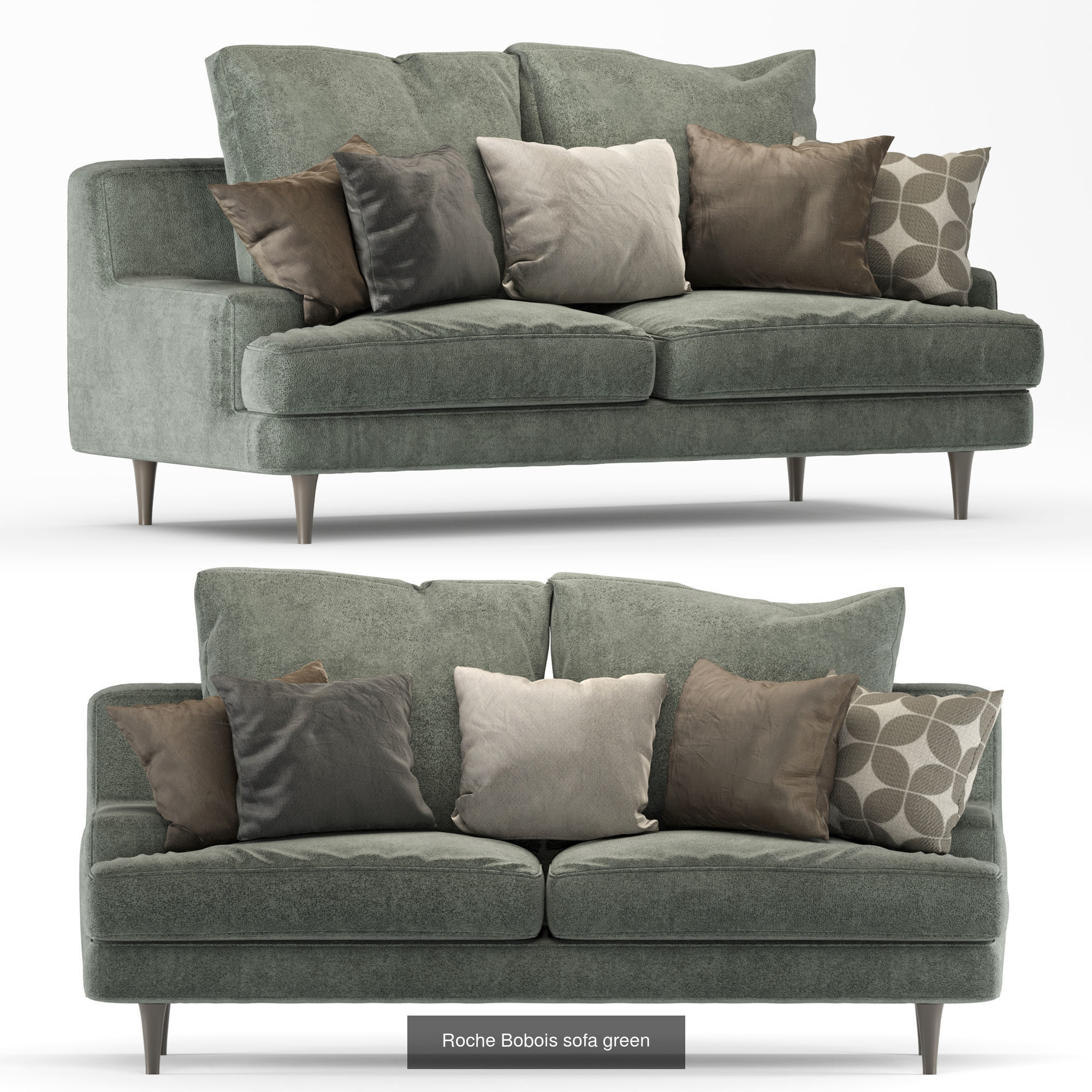 Roche Bobois sofa set green 3D Model Collection_3