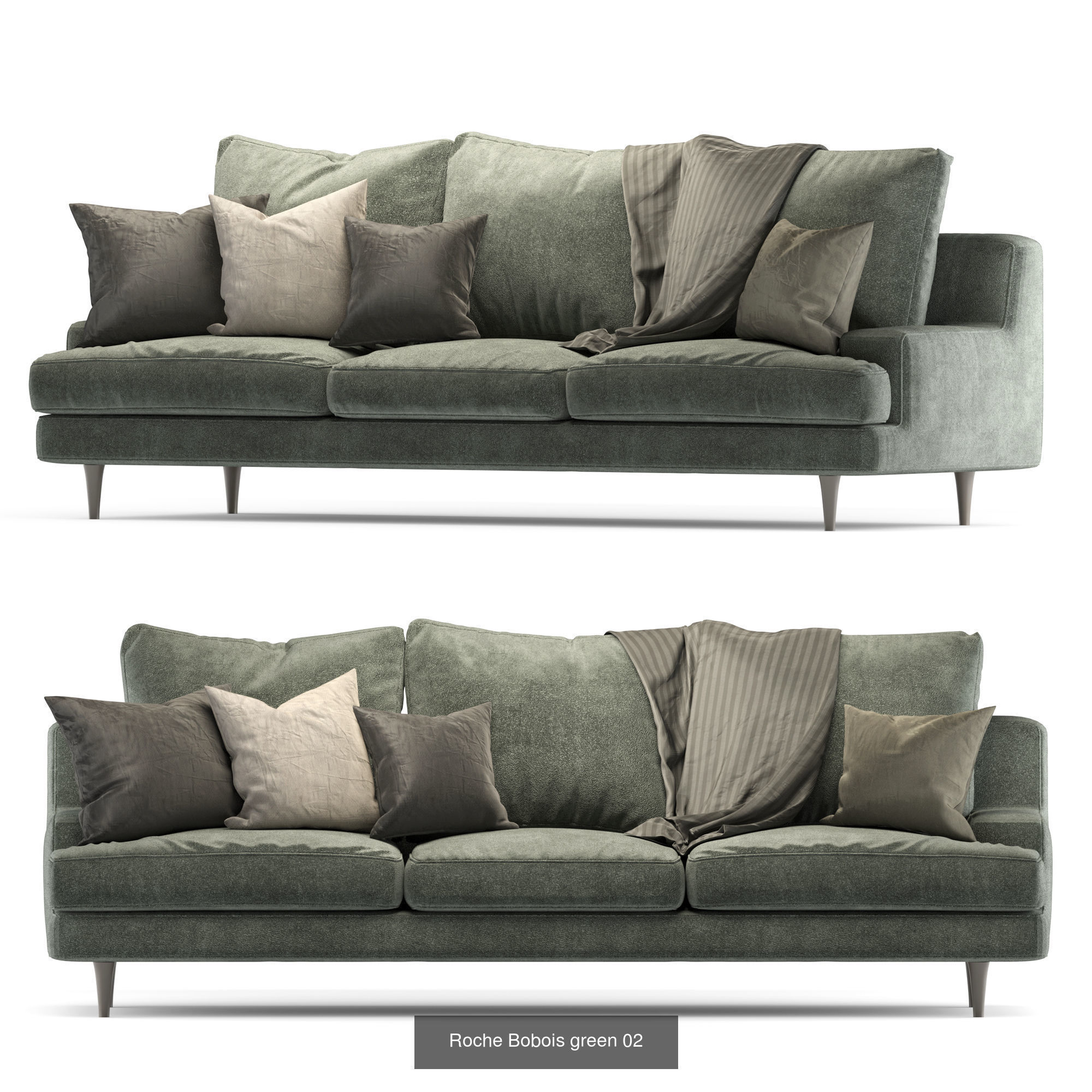 Roche Bobois sofa set green 3D Model Collection_2
