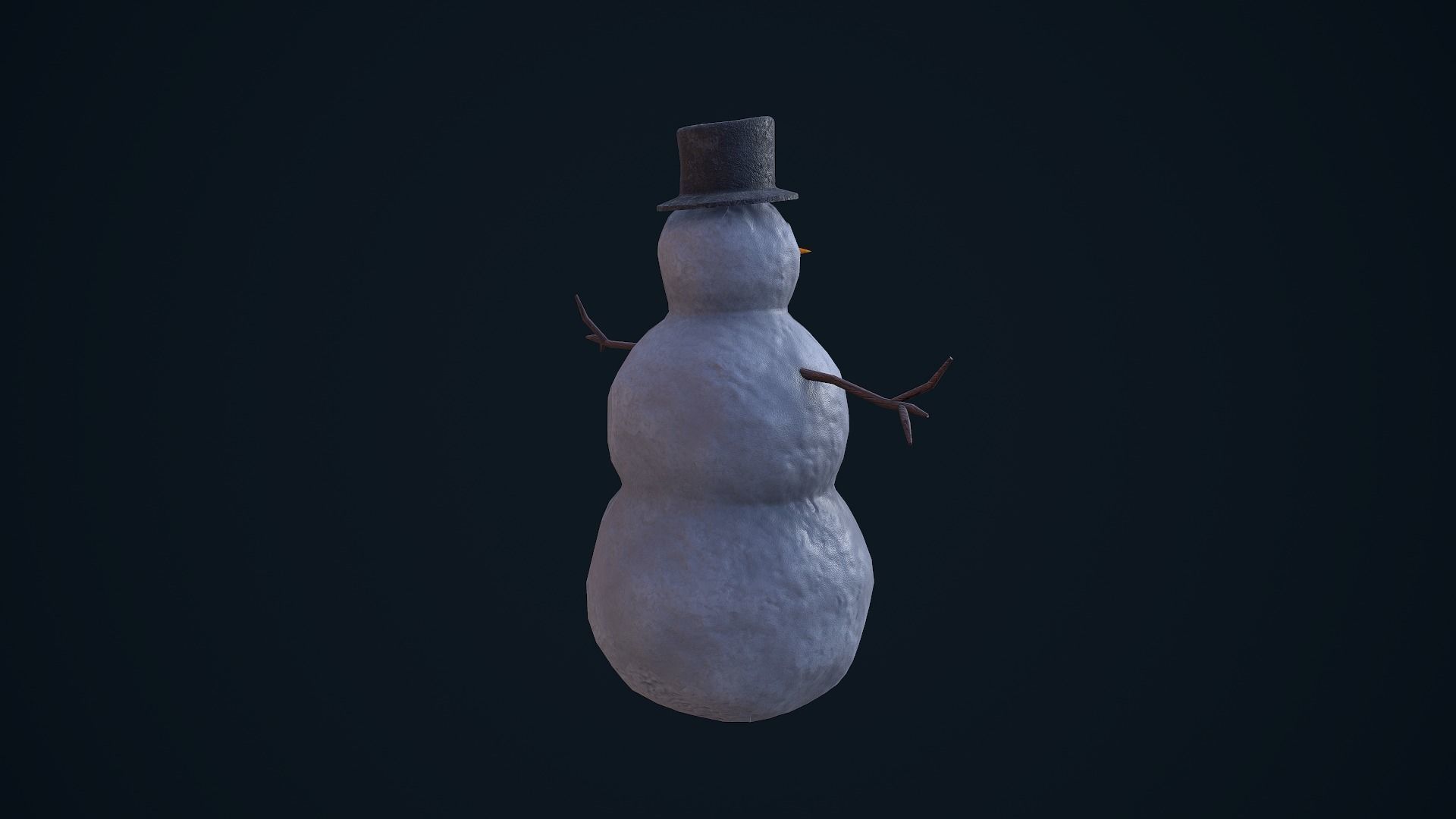 Snowman in top hat Low-poly 3D model_6