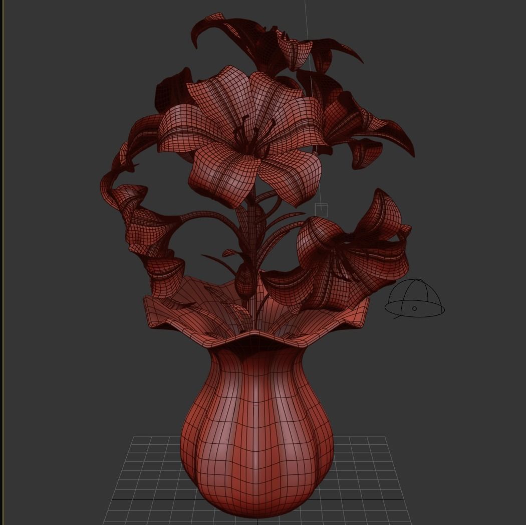 Lily pink tiger in vase 3D model_7