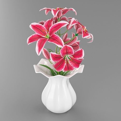 Lily pink tiger in vase 3D model
