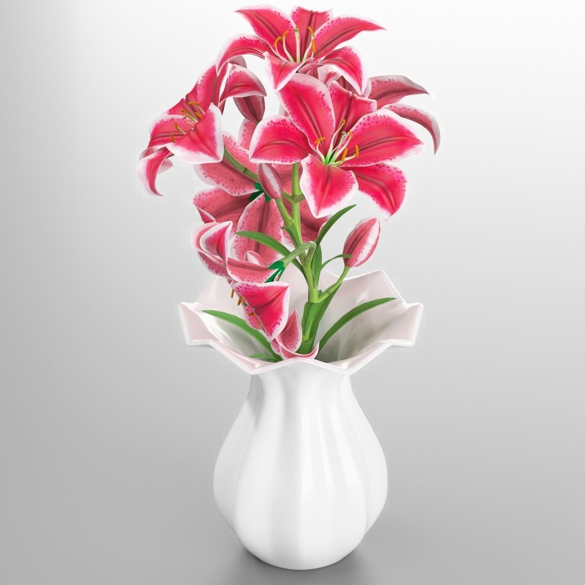 Lily pink tiger in vase 3D model_5