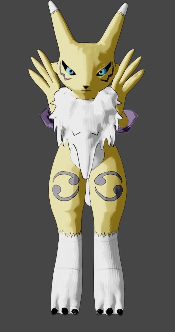 Renamon - Cell shaded - Free blender model Free low-poly 3D model_5