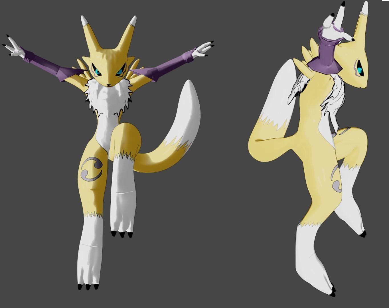 Renamon - Cell shaded - Free blender model Free low-poly 3D model_4