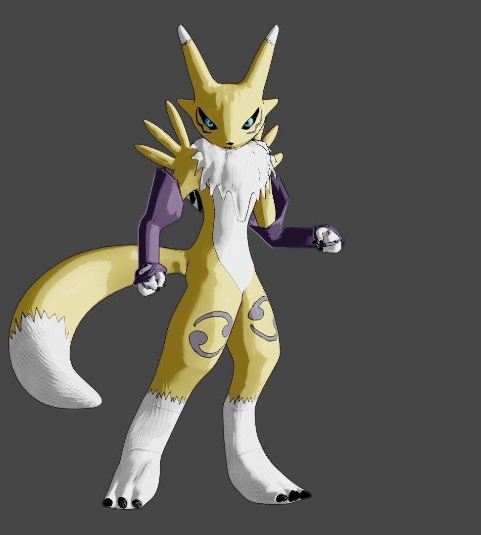 Renamon - Cell shaded - Free blender model Free low-poly 3D model_9