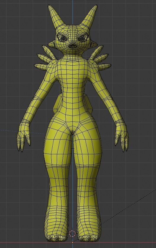 Renamon - Cell shaded - Free blender model Free low-poly 3D model_19
