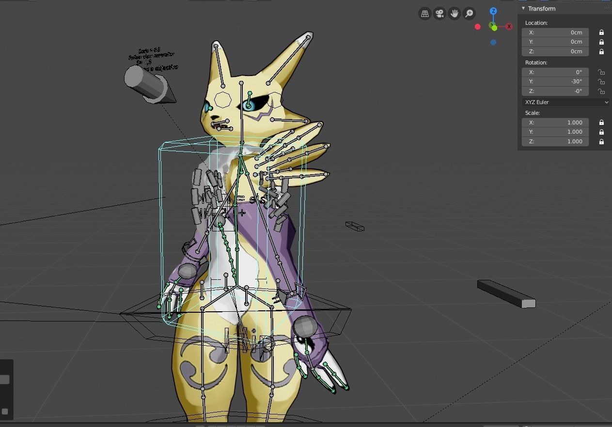 Renamon - Cell shaded - Free blender model Free low-poly 3D model_17
