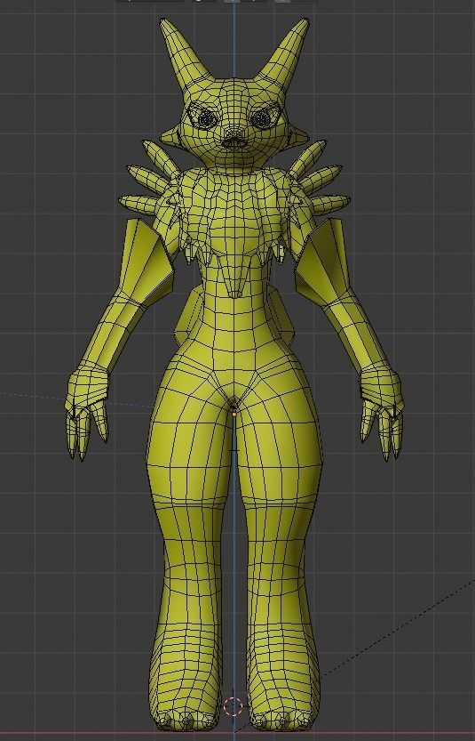 Renamon - Cell shaded - Free blender model Free low-poly 3D model_10