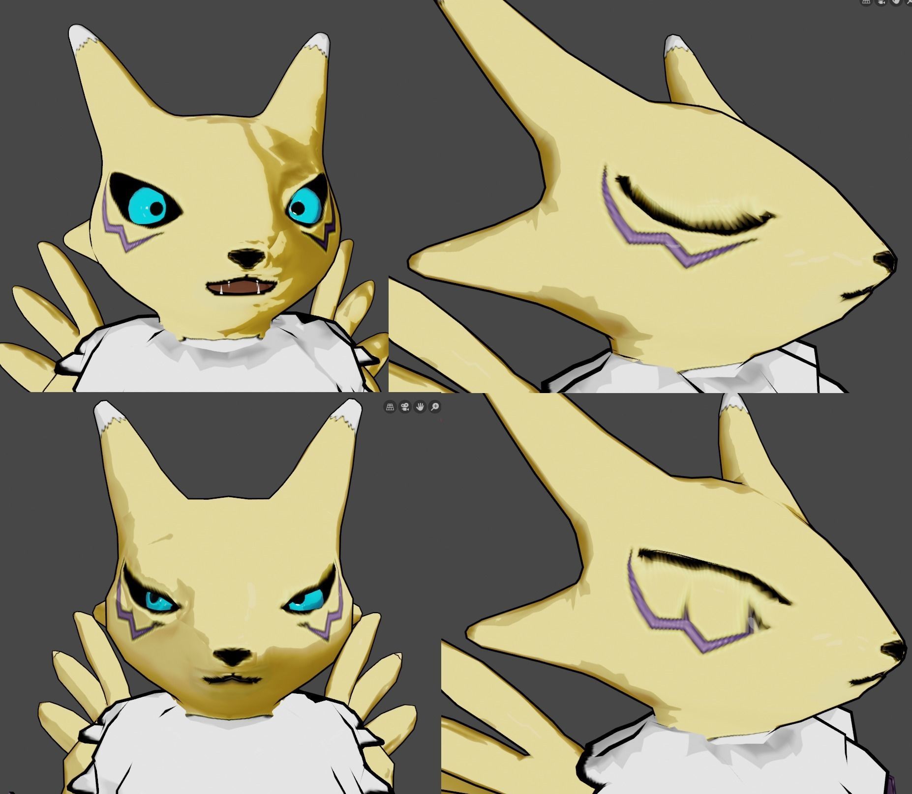 Renamon - Cell shaded - Free blender model Free low-poly 3D model_6
