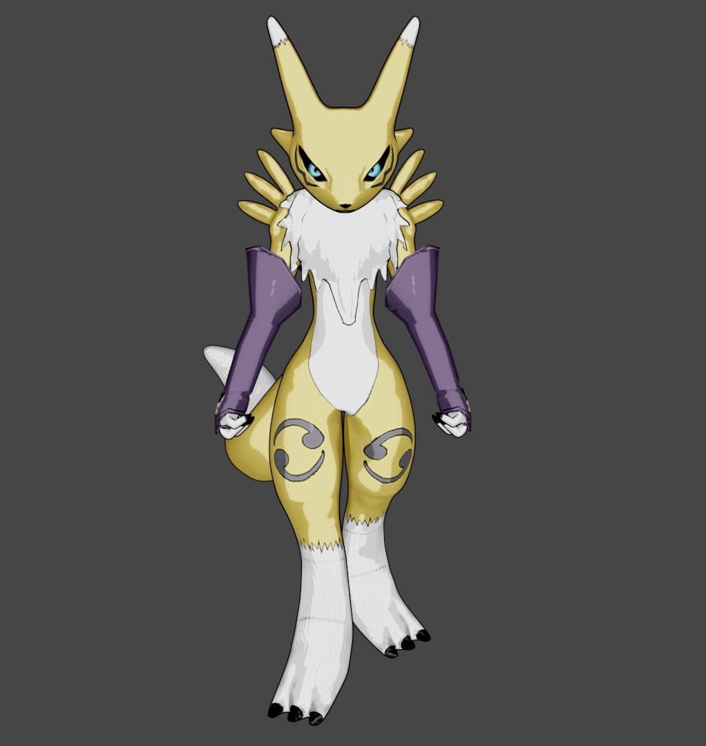 Renamon - Cell shaded - Free blender model Free low-poly 3D model_8