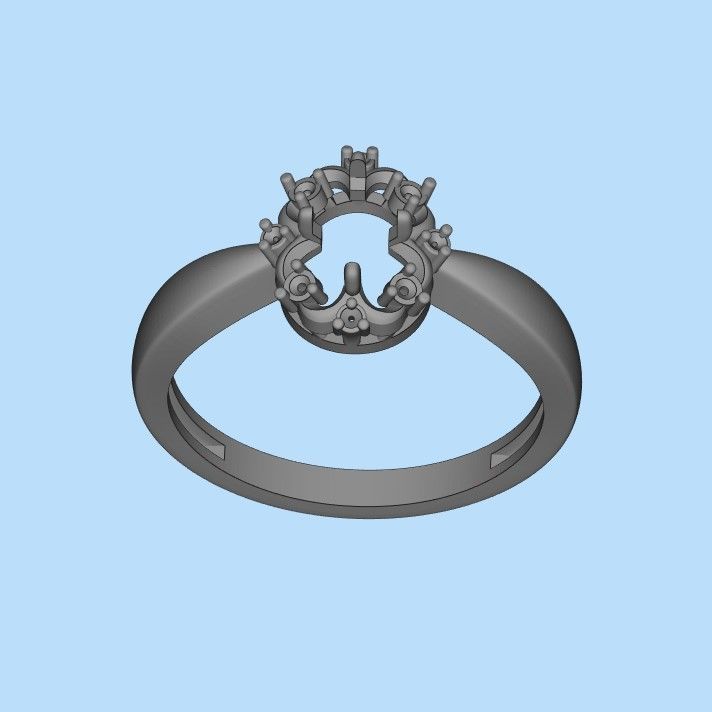 solitaire wedding engagement women ring with gems 3dm stl CAD 3D print model_29