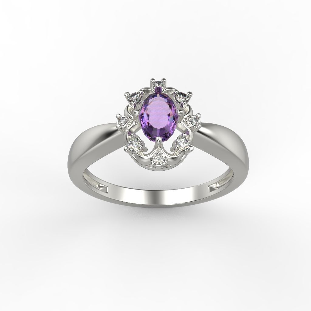 solitaire wedding engagement women ring with gems 3dm stl CAD 3D print model_2