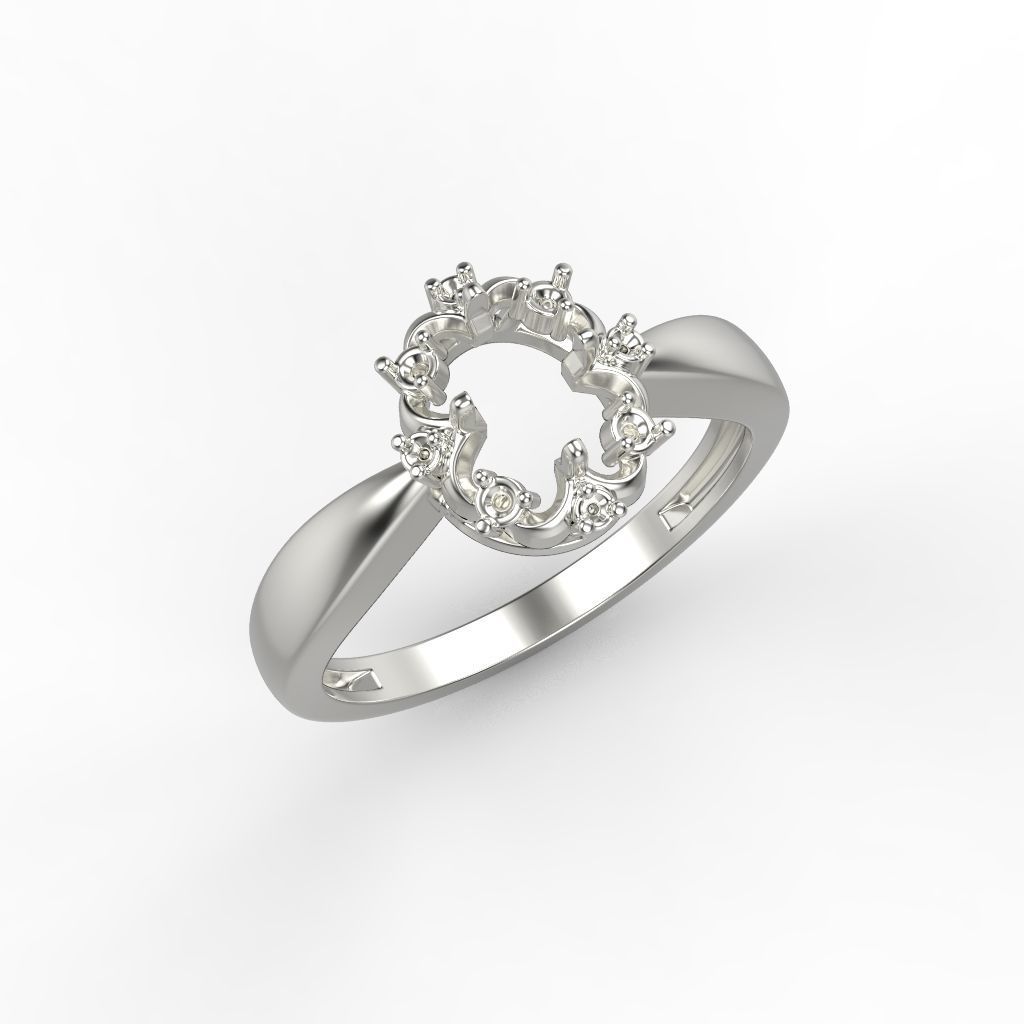 solitaire wedding engagement women ring with gems 3dm stl CAD 3D print model_13