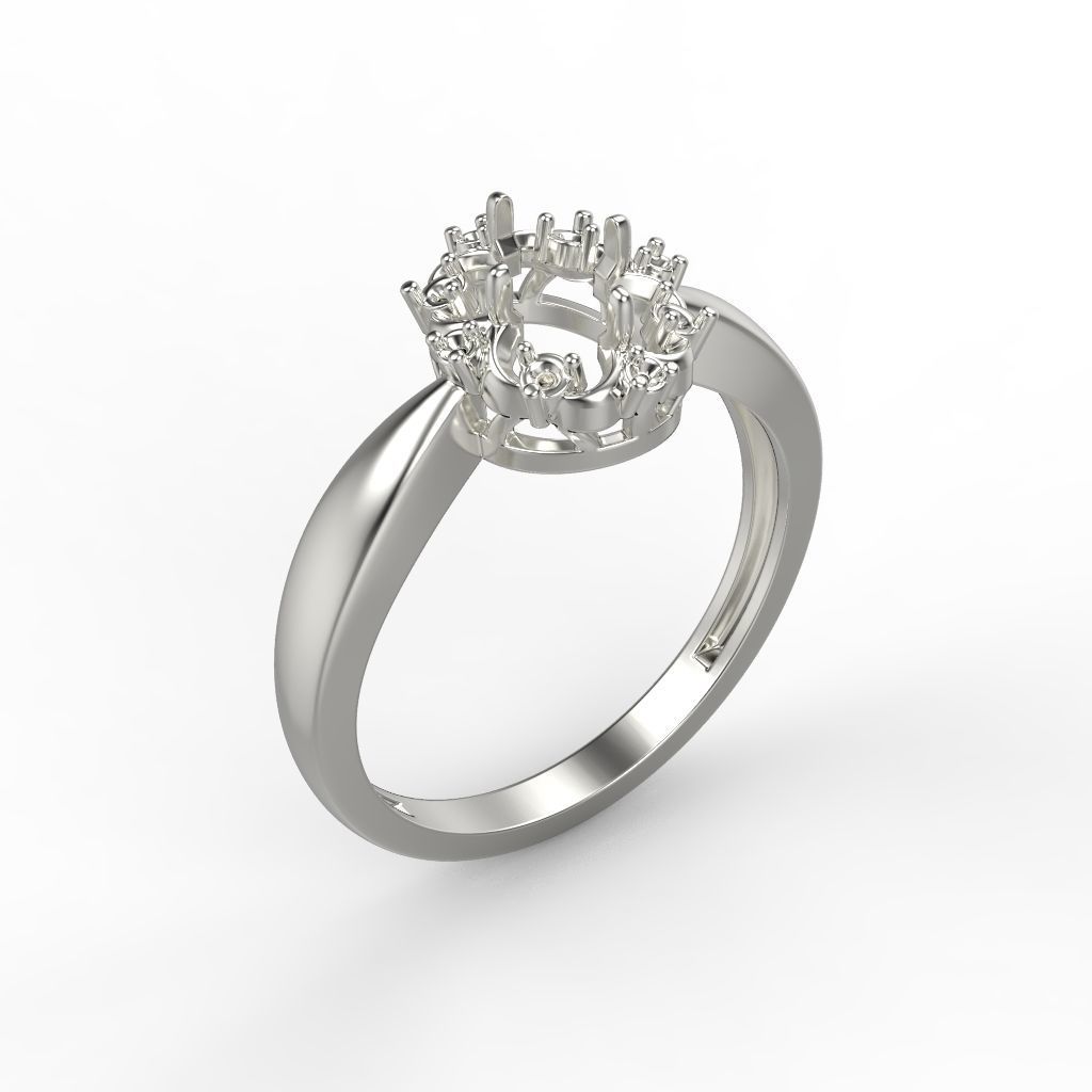 solitaire wedding engagement women ring with gems 3dm stl CAD 3D print model_15