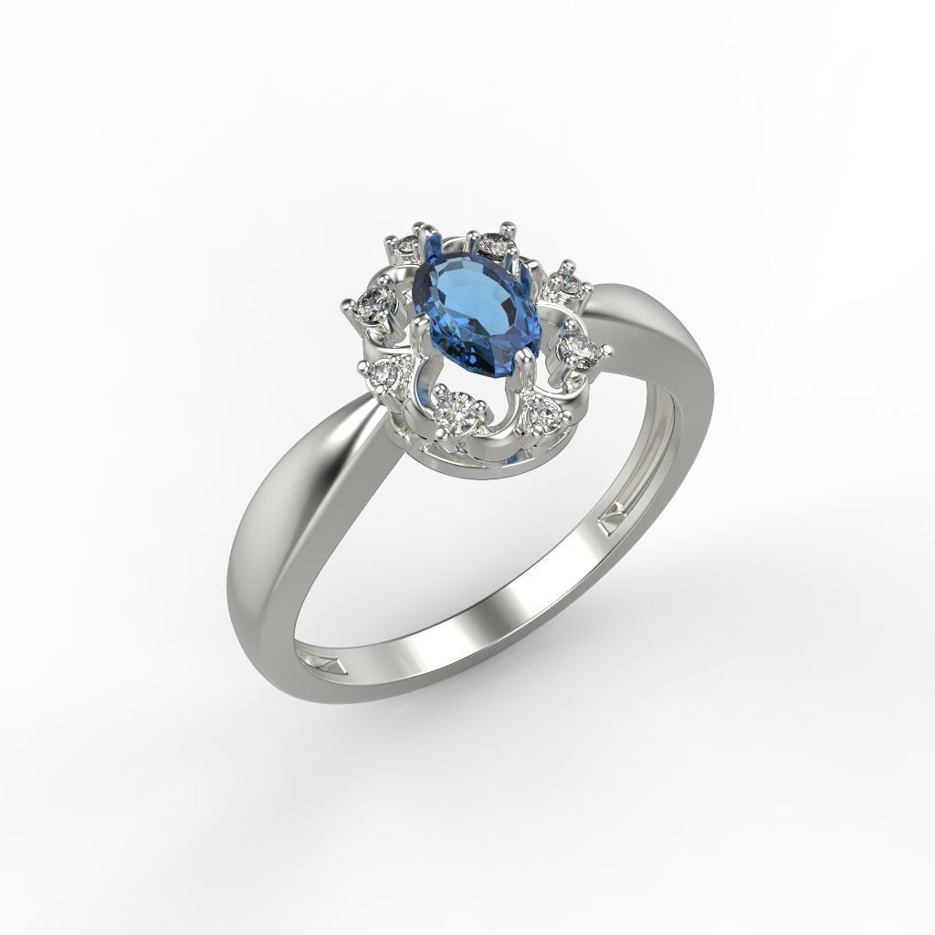 solitaire wedding engagement women ring with gems 3dm stl CAD 3D print model_6