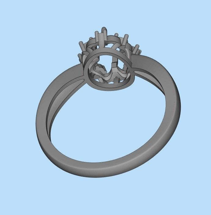 solitaire wedding engagement women ring with gems 3dm stl CAD 3D print model_31