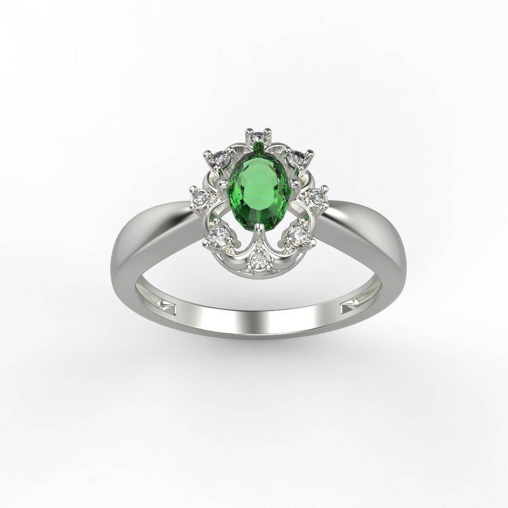 solitaire wedding engagement women ring with gems 3dm stl CAD 3D print model_3