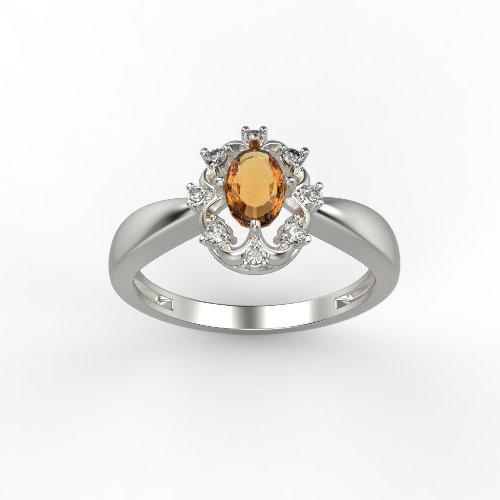 solitaire wedding engagement women ring with gems 3dm stl CAD 3D print model_5