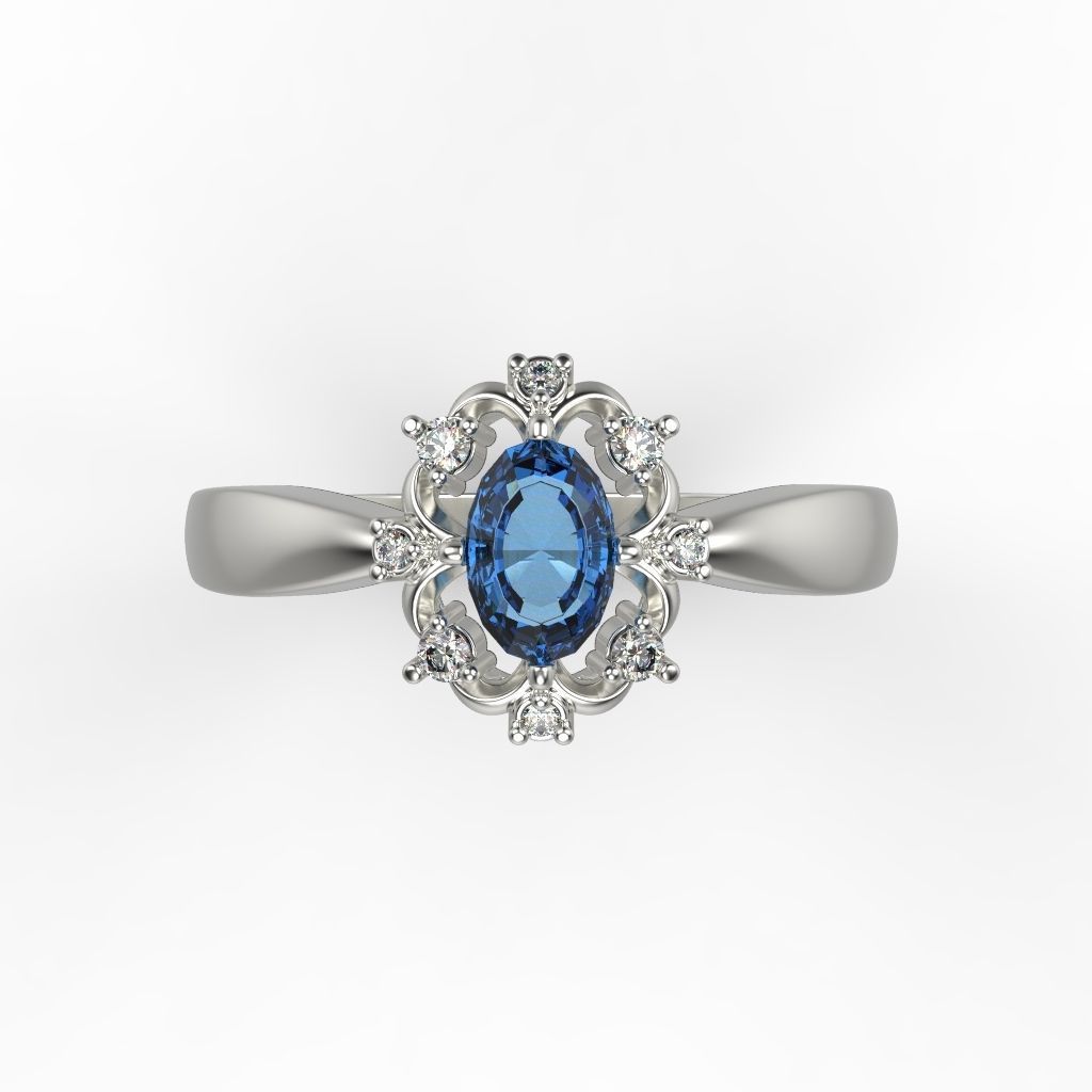 solitaire wedding engagement women ring with gems 3dm stl CAD 3D print model_1