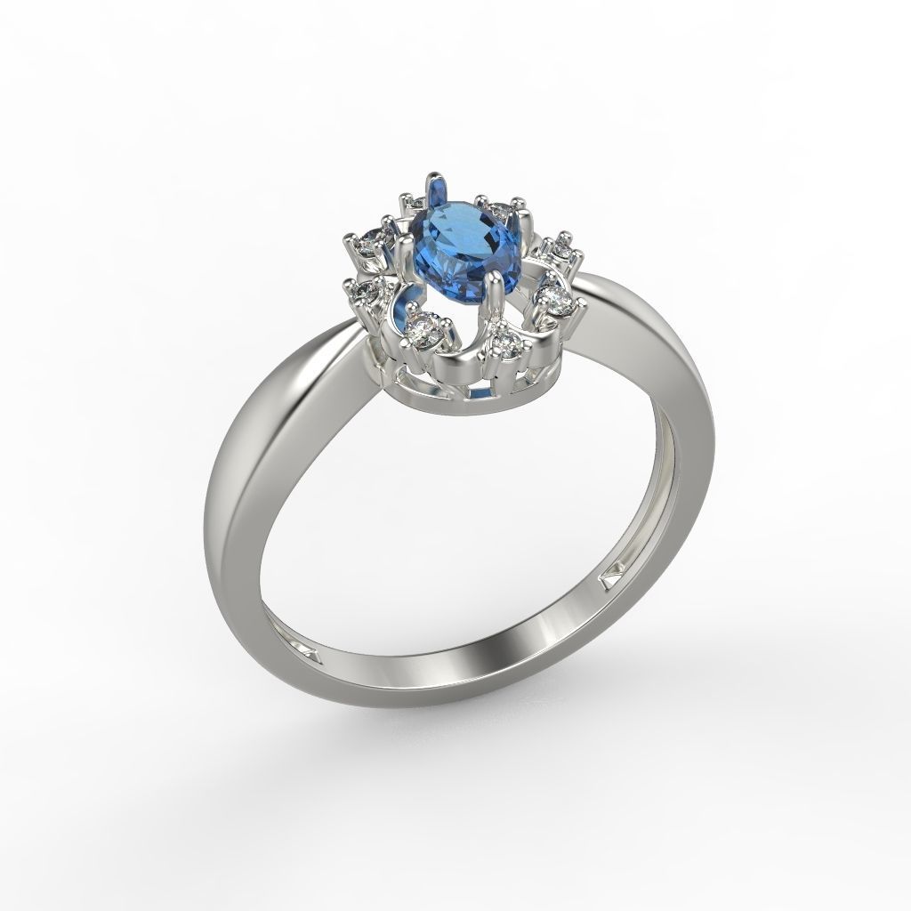 solitaire wedding engagement women ring with gems 3dm stl CAD 3D print model_7