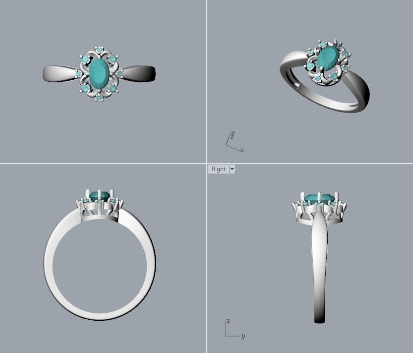 solitaire wedding engagement women ring with gems 3dm stl CAD 3D print model_21