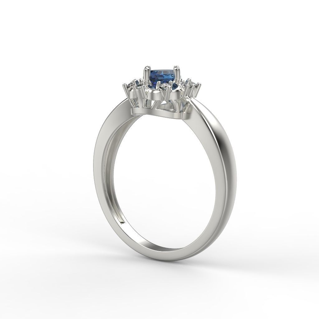 solitaire wedding engagement women ring with gems 3dm stl CAD 3D print model_10
