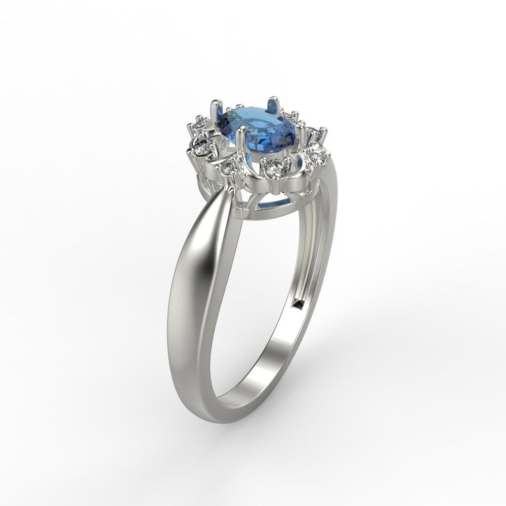solitaire wedding engagement women ring with gems 3dm stl CAD 3D print model_8