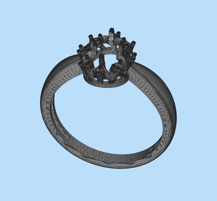 solitaire wedding engagement women ring with gems 3dm stl CAD 3D print model_32