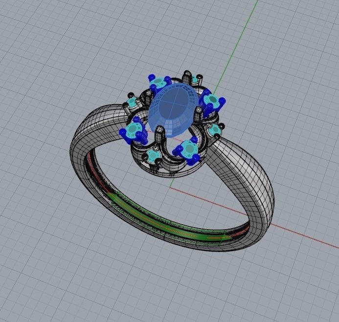 solitaire wedding engagement women ring with gems 3dm stl CAD 3D print model_24