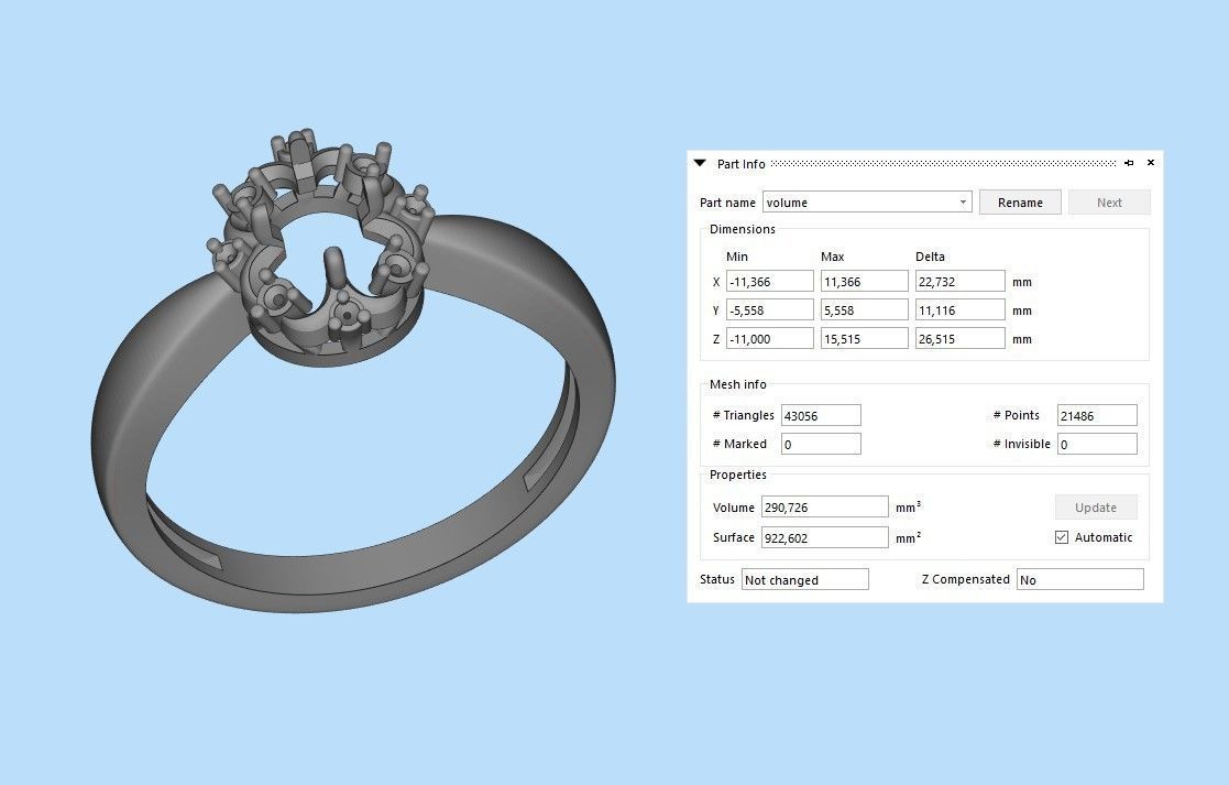 solitaire wedding engagement women ring with gems 3dm stl CAD 3D print model_26