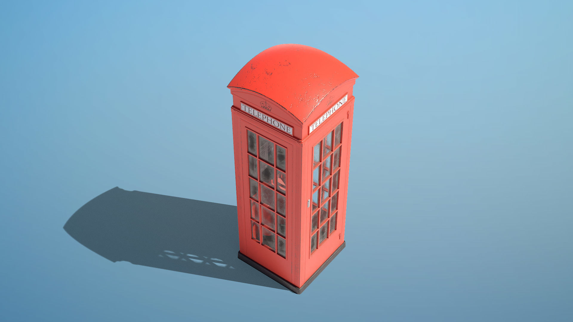Vintage Phone Booth Low-poly 3D model_6