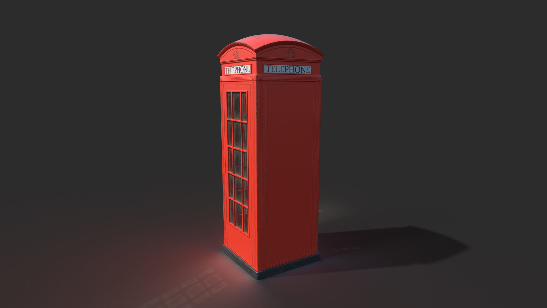 Vintage Phone Booth Low-poly 3D model_5
