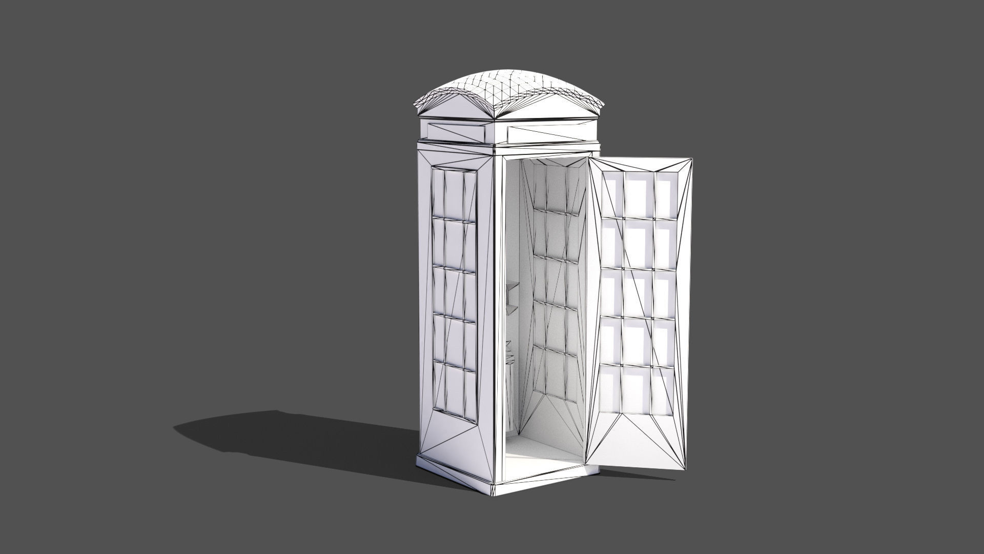 Vintage Phone Booth Low-poly 3D model_8