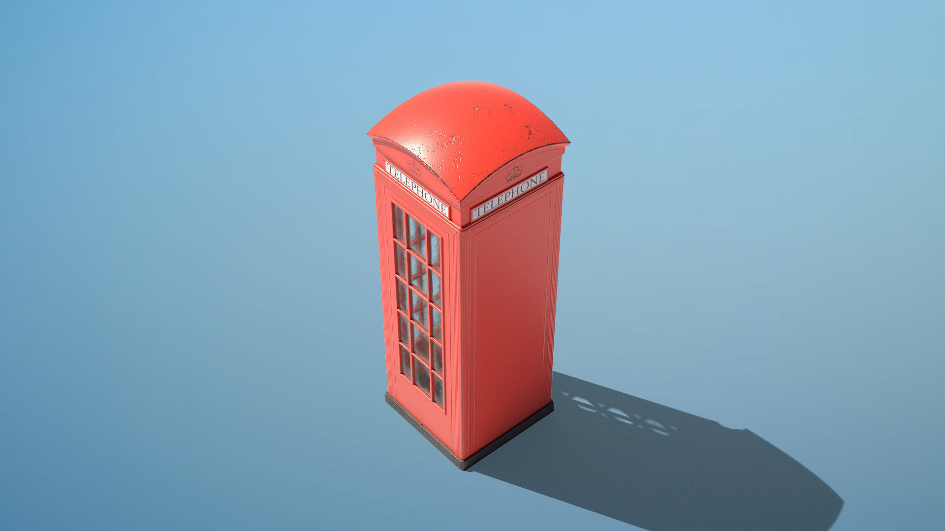 Vintage Phone Booth Low-poly 3D model_7