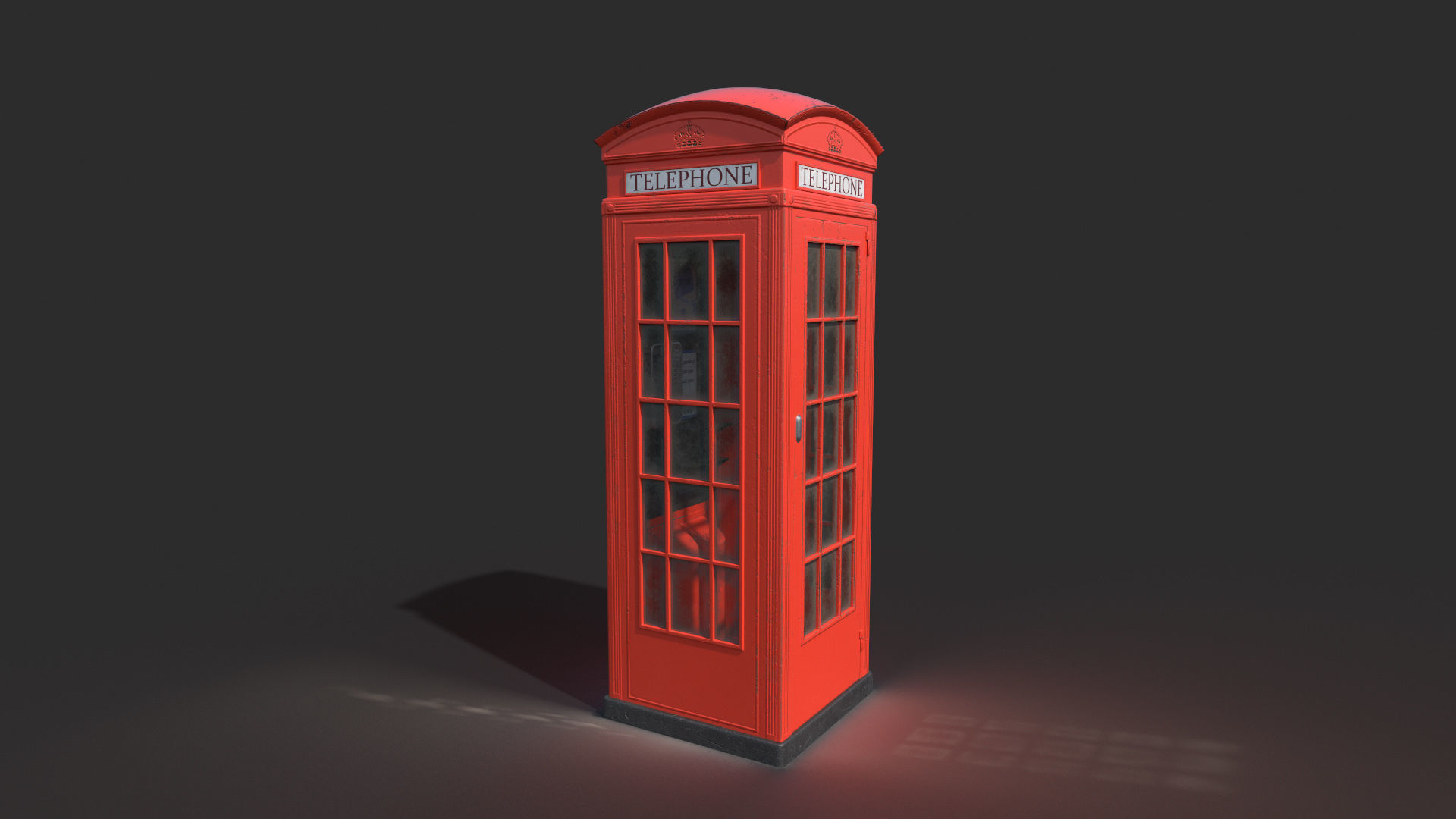 Vintage Phone Booth Low-poly 3D model_4