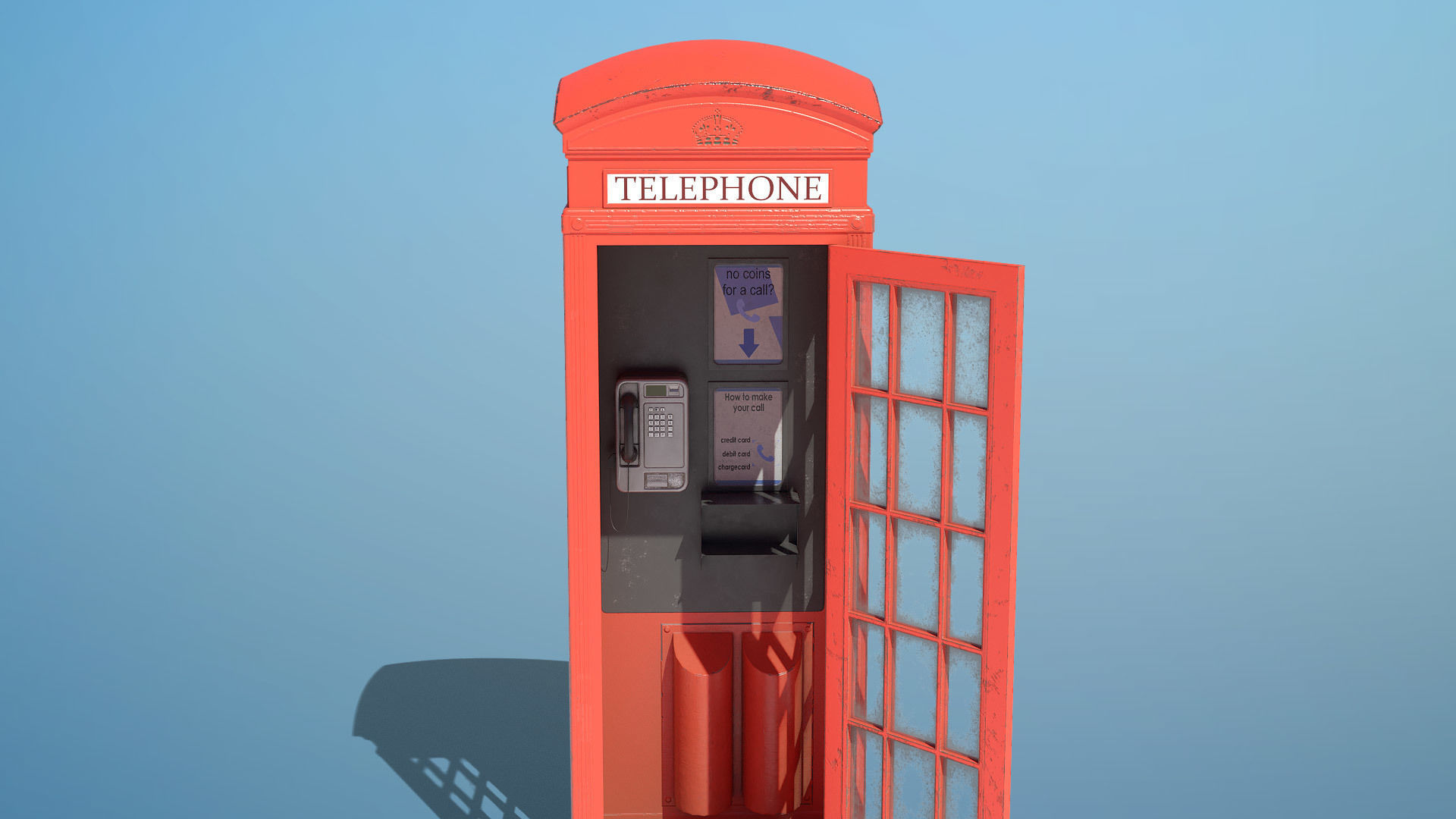 Vintage Phone Booth Low-poly 3D model_2