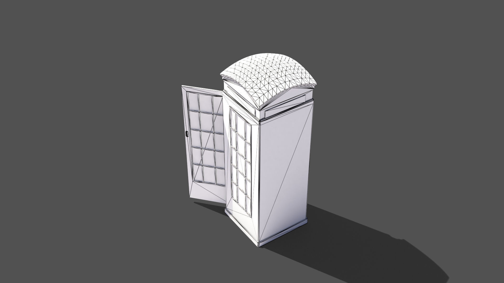 Vintage Phone Booth Low-poly 3D model_10