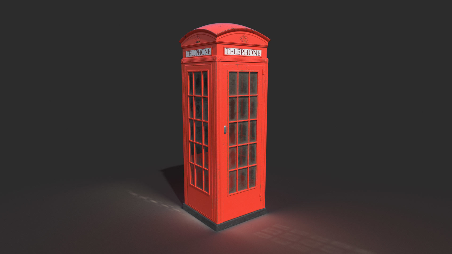 Vintage Phone Booth Low-poly 3D model_3