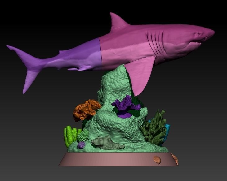 Coral Reef Great White Shark 3D print model_4