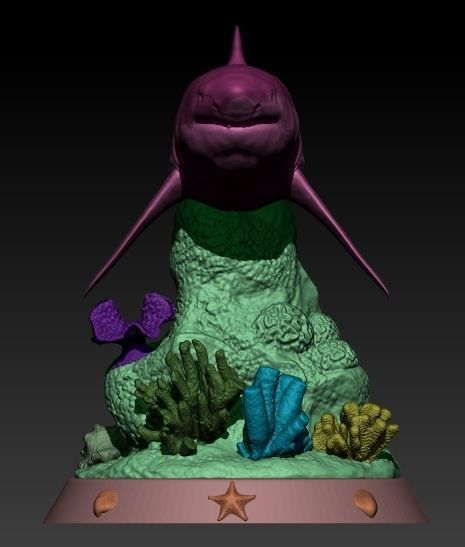 Coral Reef Great White Shark 3D print model_7