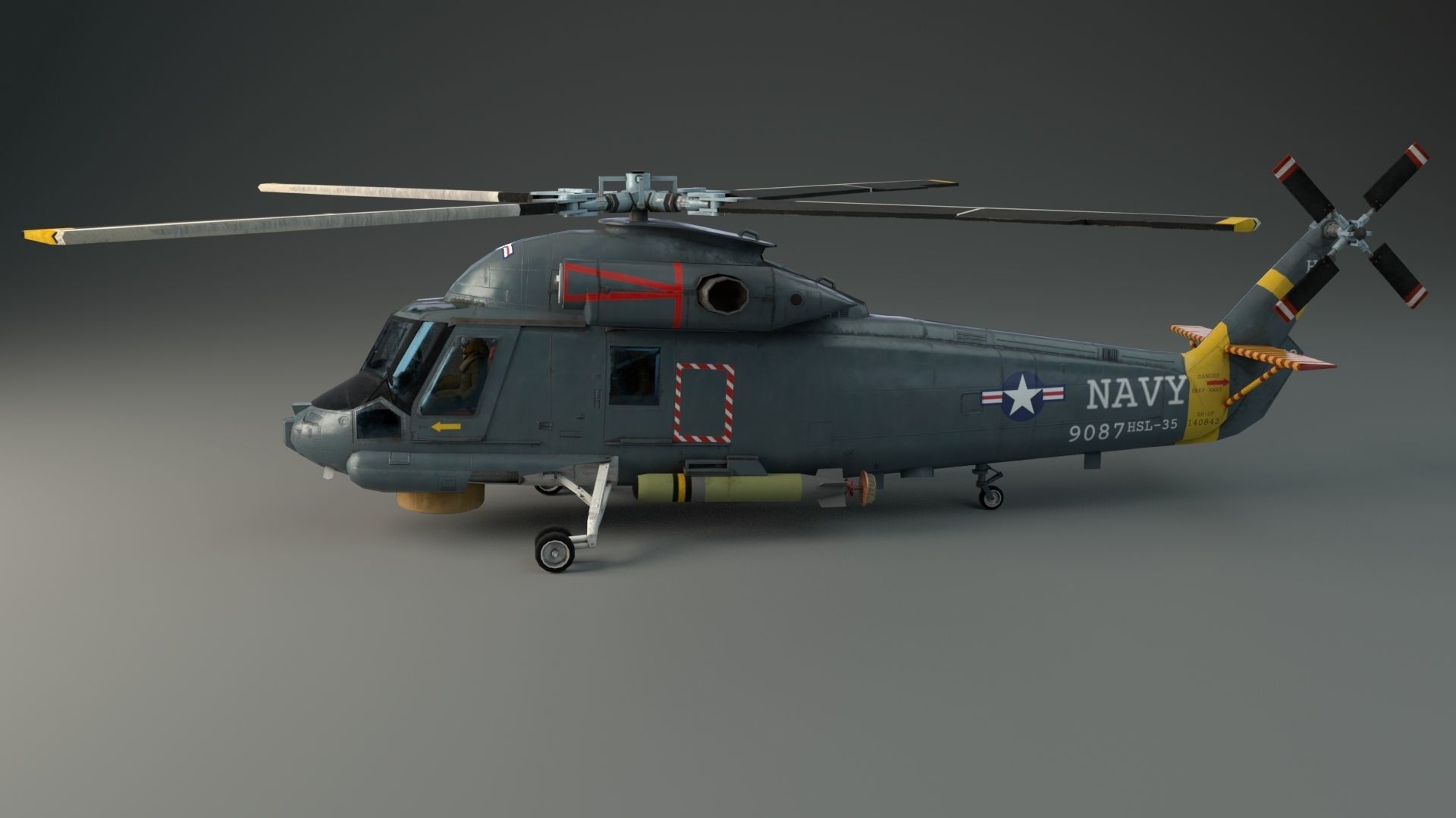 Lowpoly Helicopter - Seasprite SH2F Low-poly 3D model_5