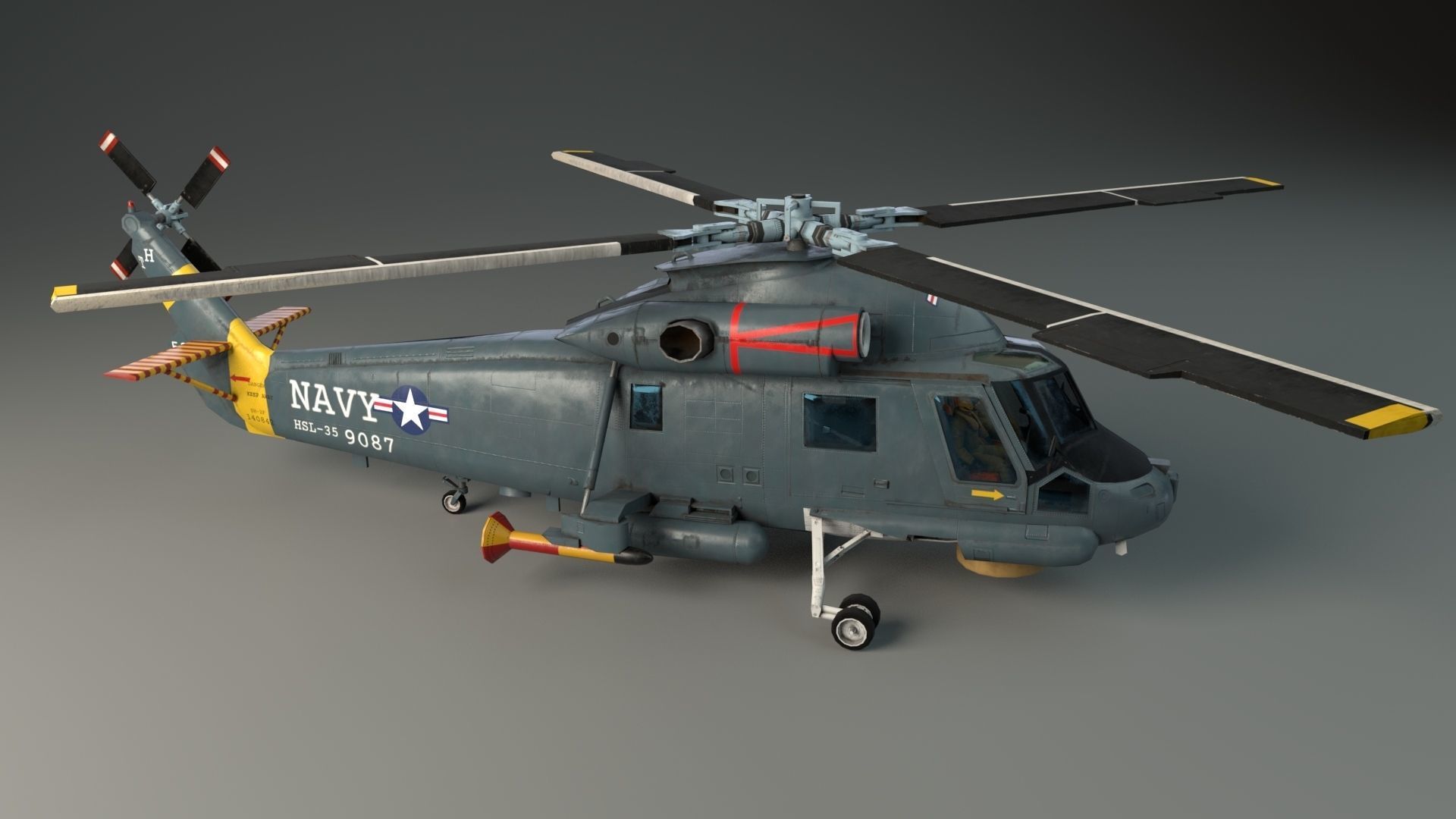 Lowpoly Helicopter - Seasprite SH2F Low-poly 3D model_4