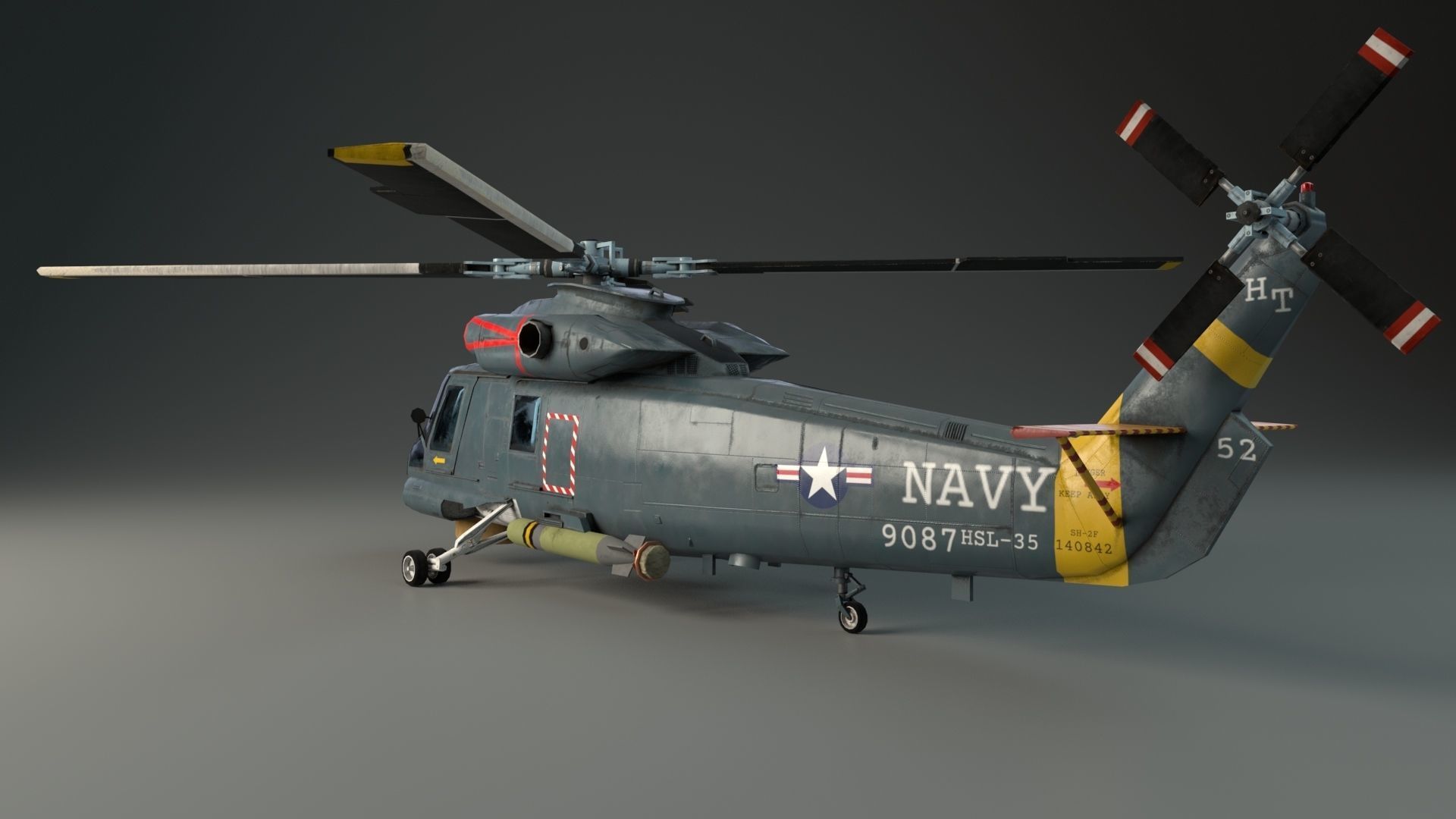 Lowpoly Helicopter - Seasprite SH2F Low-poly 3D model_2