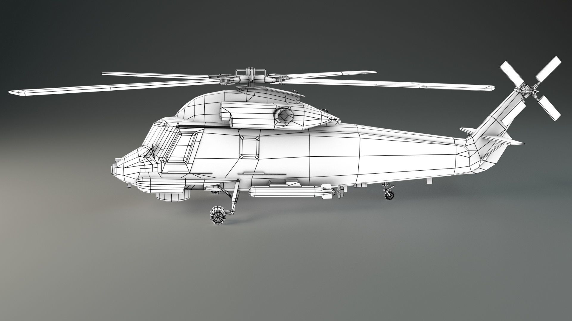 Lowpoly Helicopter - Seasprite SH2F Low-poly 3D model_6