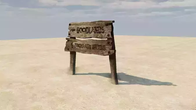 Old Wooden Signboard Low-poly 3D model