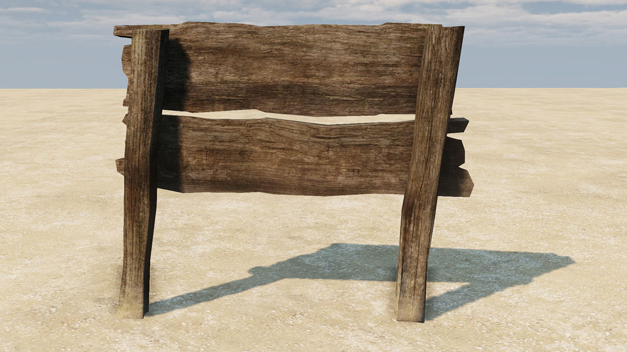 Old Wooden Signboard Low-poly 3D model_2