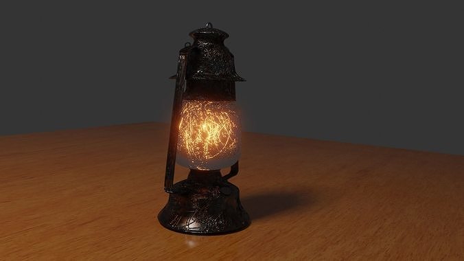Lampe old lamp on wooden table 3D model
