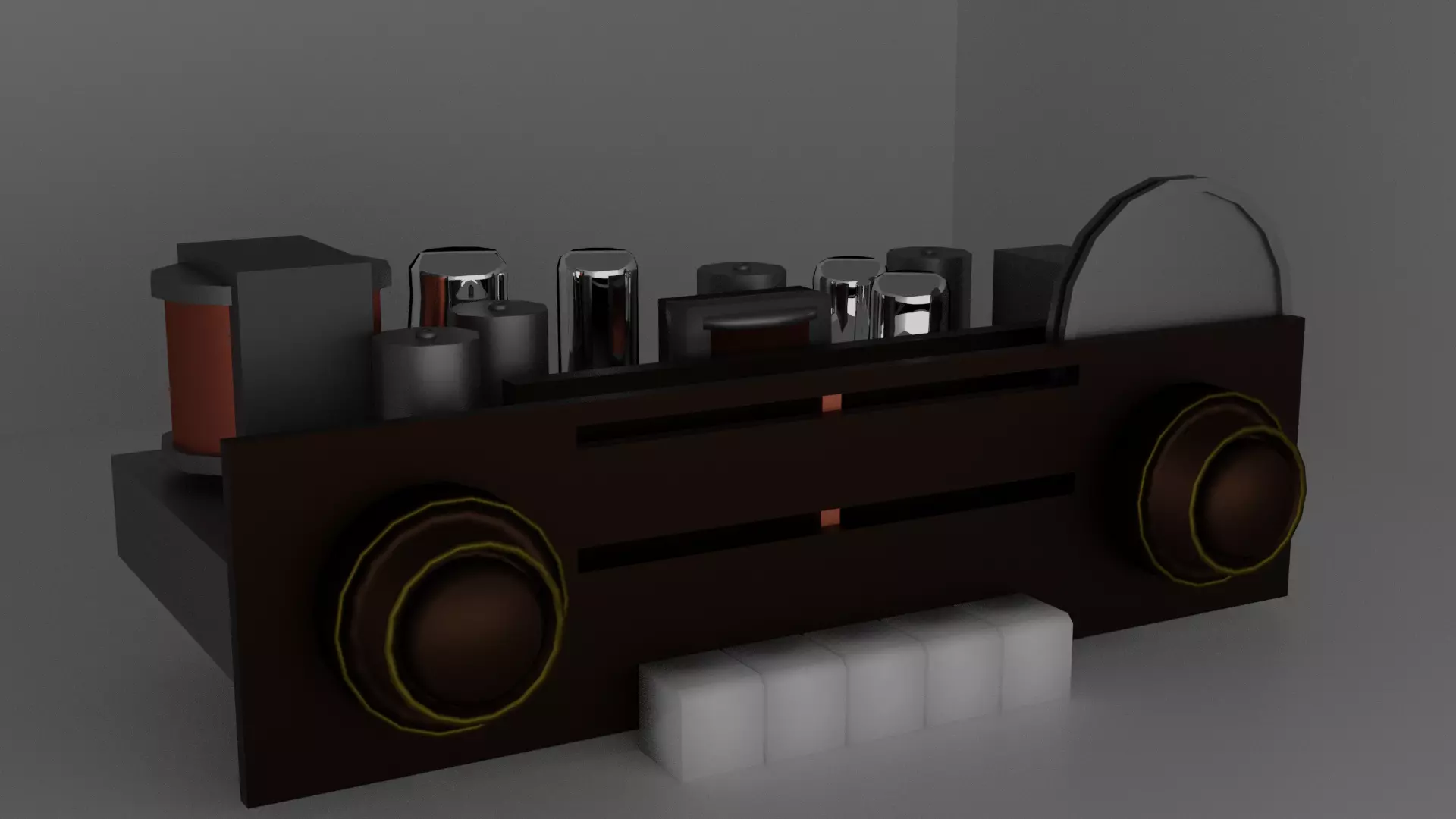 Old Tube Radio Electronics Low-poly 3D model_0