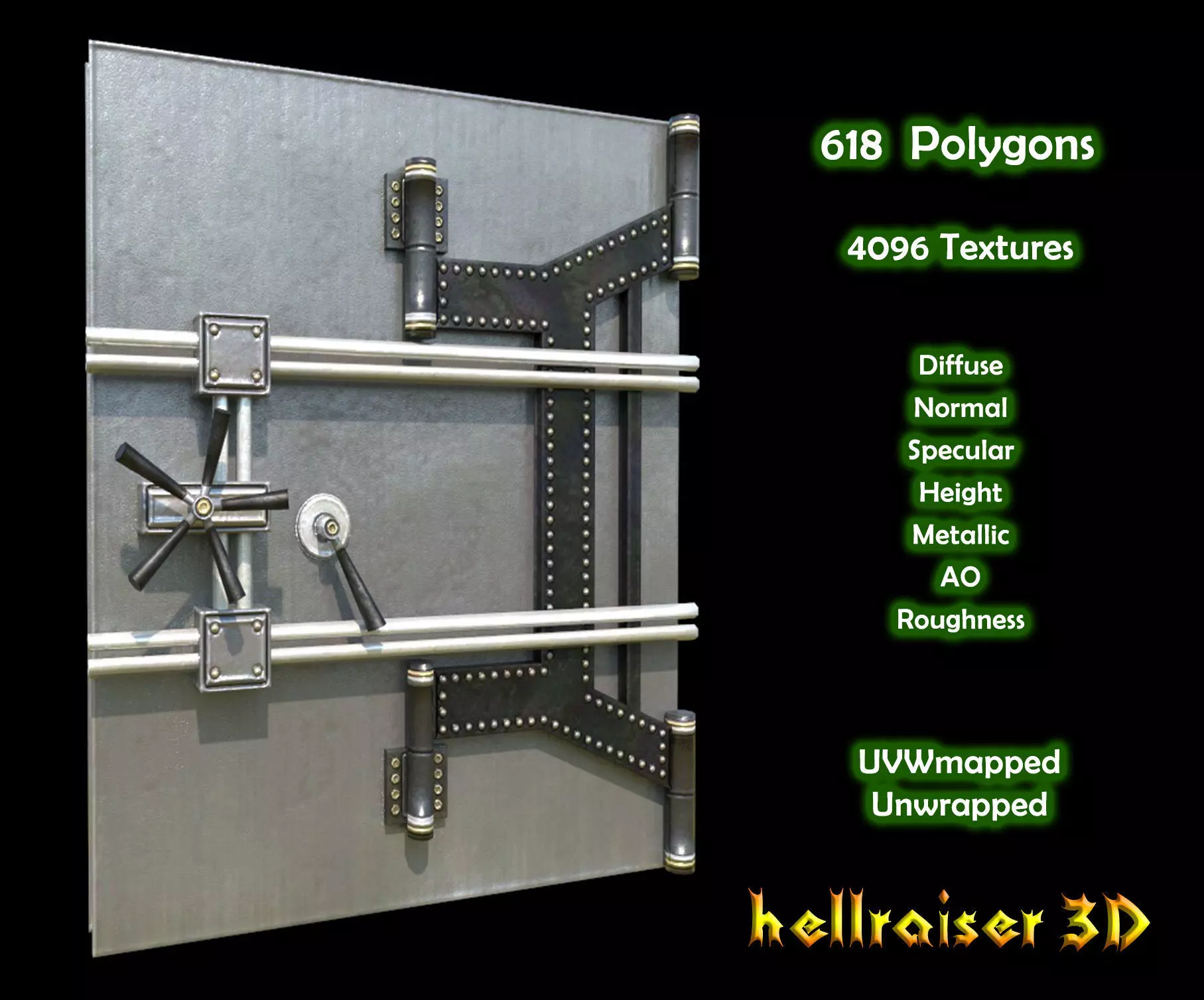 Safe Door - PBR - Textured Low-poly 3D model_0